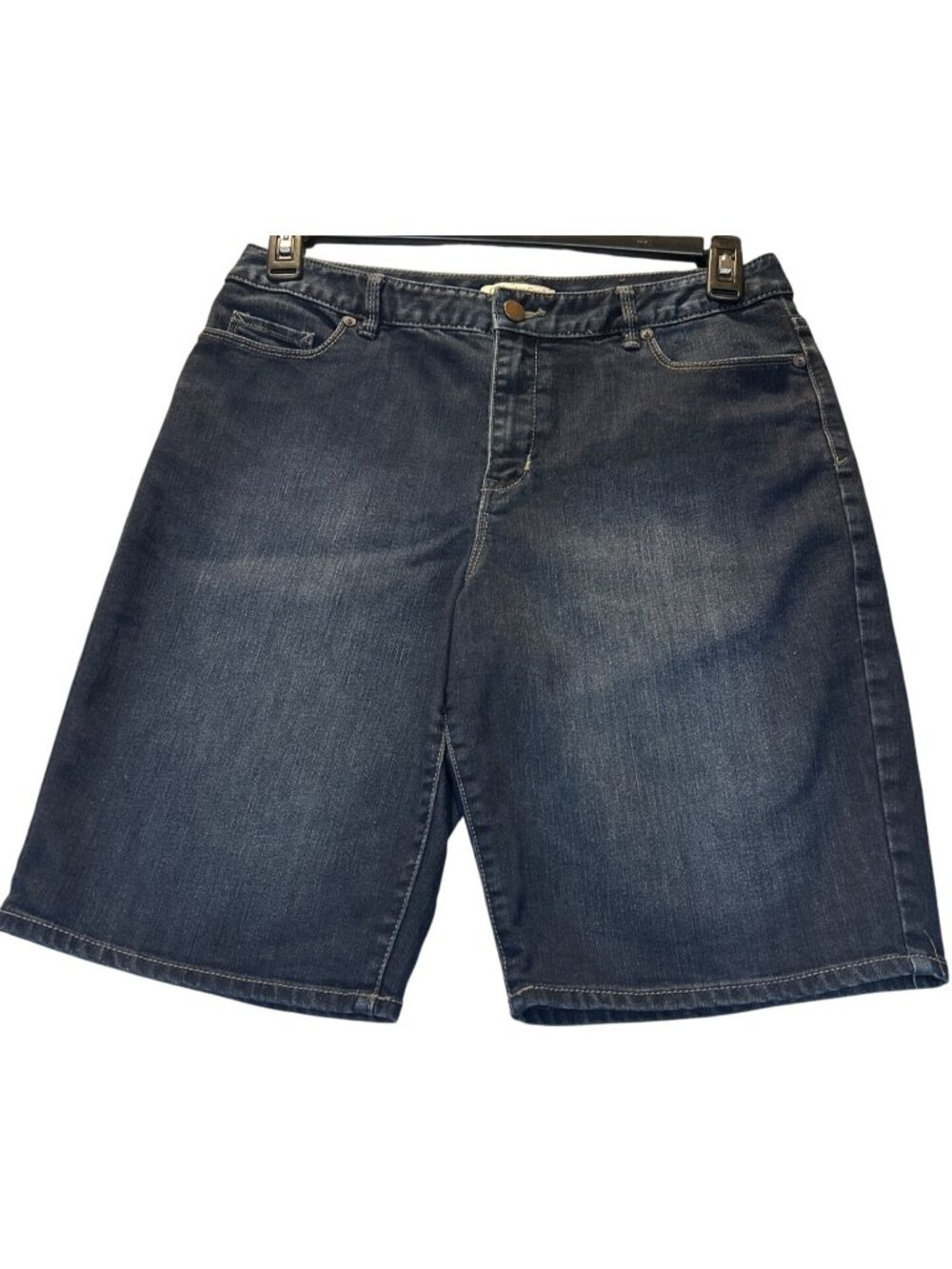 Coldwater Creek Womens Size 10 Classic Fit Dark Wash Denim Bermuda Shorts 5 Pock